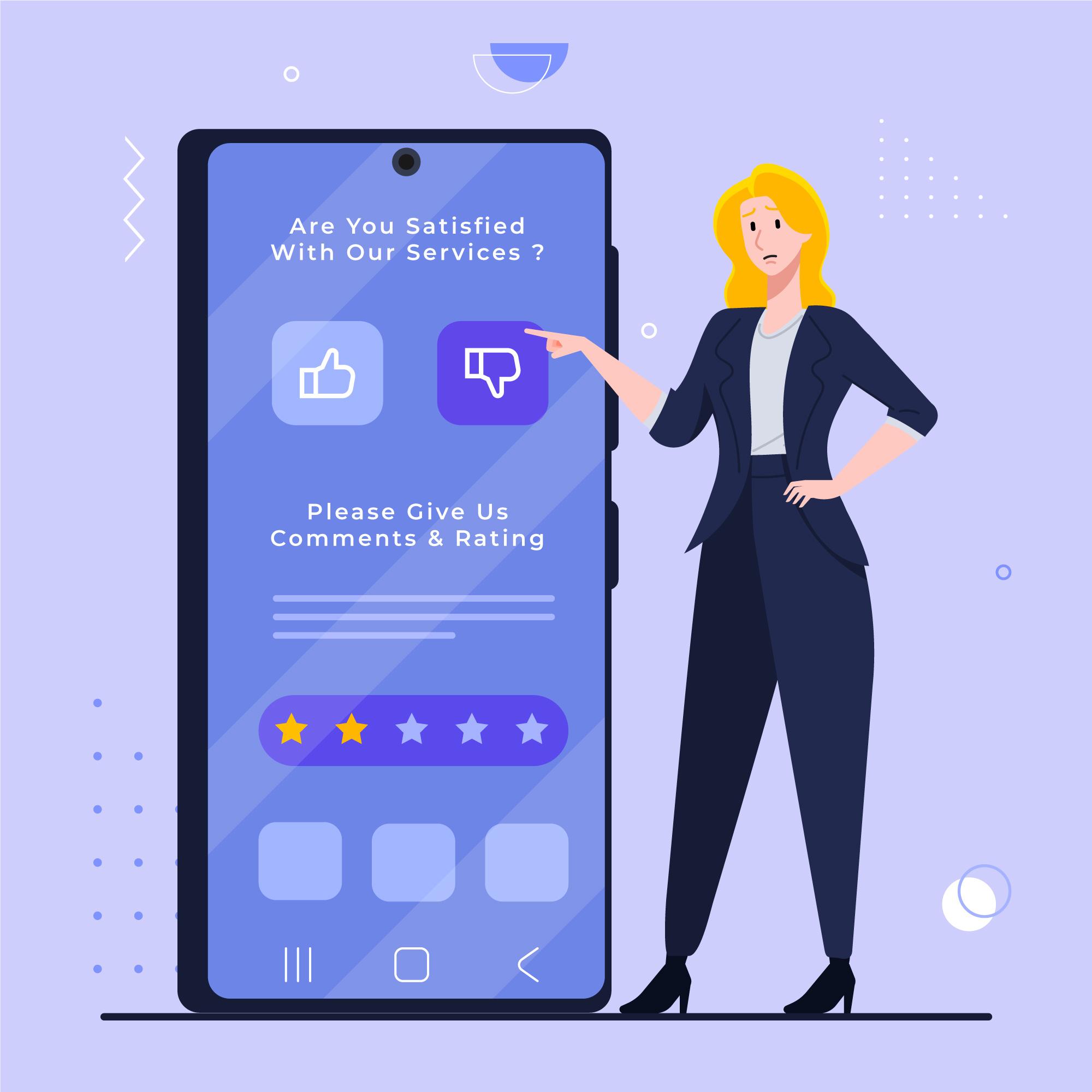 User reviewing mobile apps on smartphone showing app ratings and feedback